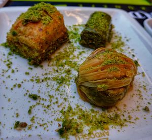 High angle view of meal served in plate