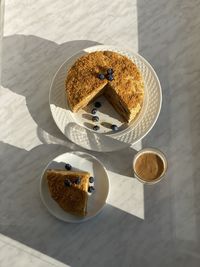 High angle view of food on table