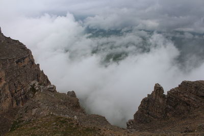 Scenic view of rocky mountains against sky