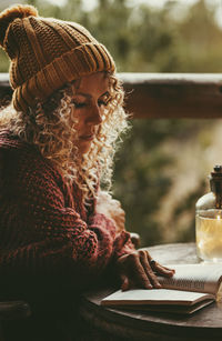 Side view of woman looking away