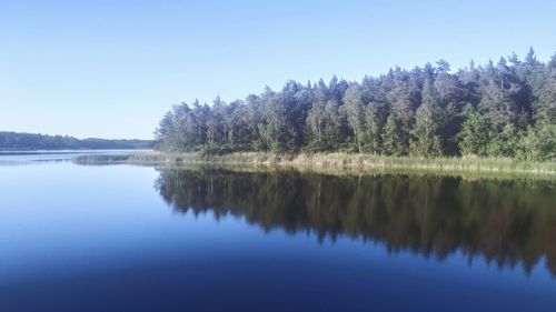 Scenic view of lake against clear sky