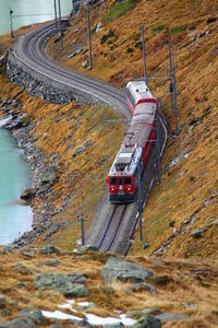 High angle view of train 