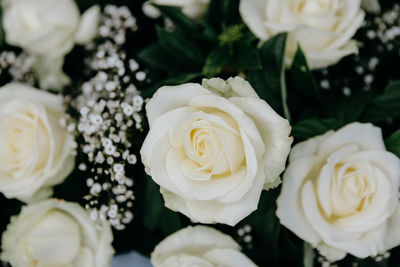 High angle view of rose bouquet