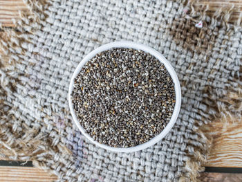 High angle view of coffee beans in basket