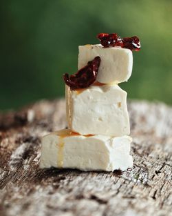 Close-up of cheese on table