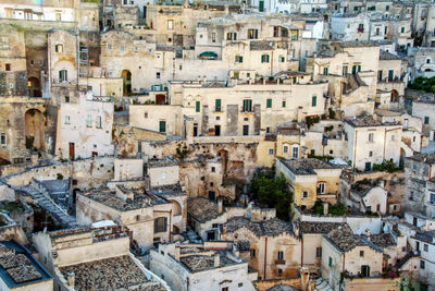 High angle view of buildings in city