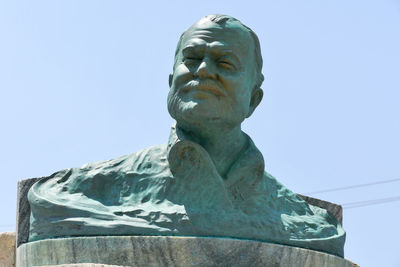 Low angle view of statue against clear sky