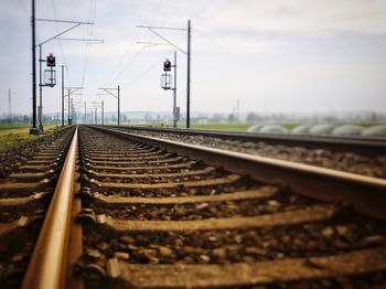 Railroad tracks against sky