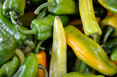 Full frame shot of chili peppers for sale in market