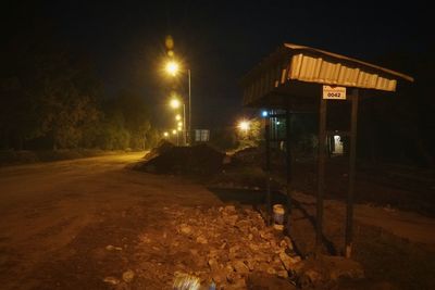 Illuminated street lights at night