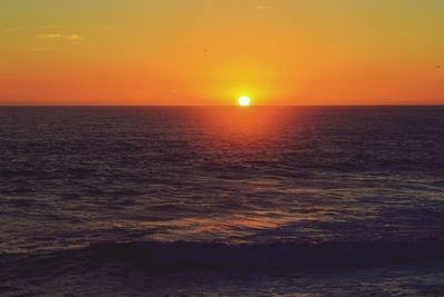 Scenic view of sea at sunset
