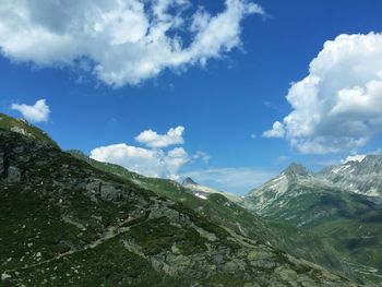 Low angle view of mountains against sky