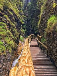 Footbridge amidst mountains