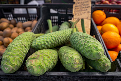 Close-up of fruits for sale at market stall