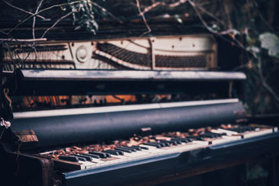 Close-up of old piano