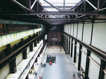 High angle view of people in modern building