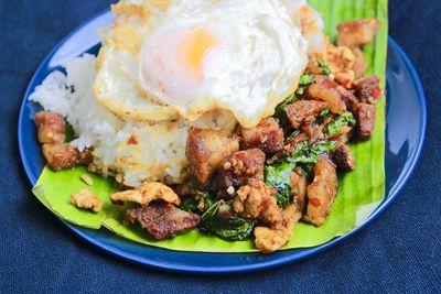 Close-up of food served in plate