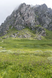 Scenic view of rocky mountains against sky