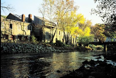 Built structure by river