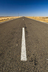 Road sign against clear sky