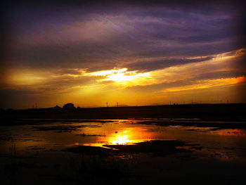 Scenic view of sunset over sea