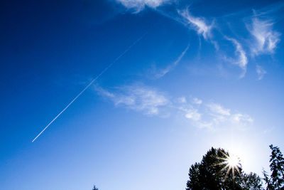 Low angle view of vapor trail in sky