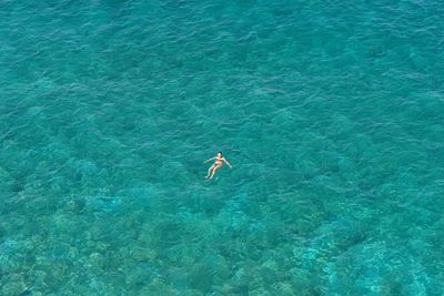High angle view of person in sea
