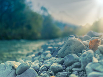 Close-up of stones on beach