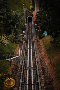 High angle view of railroad tracks