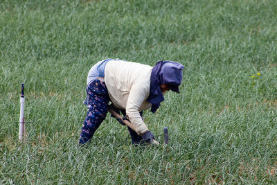 Man working on field