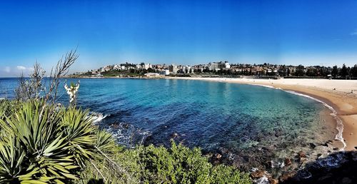 Scenic view of sea against clear sky