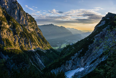 Scenic view of mountains against sky