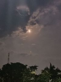 Low angle view of silhouette building against sky at night
