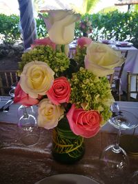 Flower bouquet on table