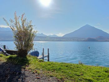 Scenic view of lake against sky