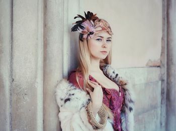 Young woman with flower