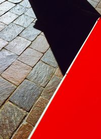 High angle view of tiled floor