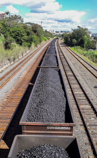 Railroad tracks against sky