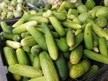 High angle view of vegetables for sale at market stall