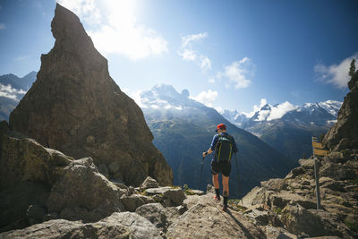 Man hiking in mountains