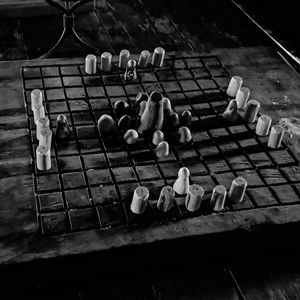 High angle view of chess board