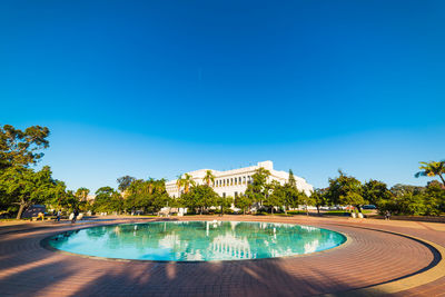 View of swimming pool against blue sky