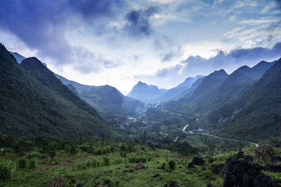 Scenic view of mountains against sky