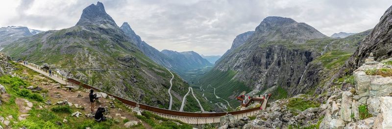 Panoramic view of mountains against sky