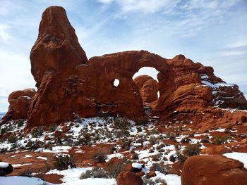 Rock formations in snow