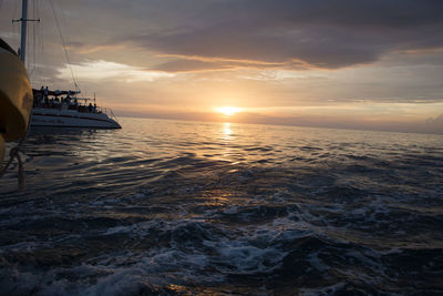 Scenic view of sea at sunset