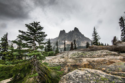 Scenic view of rocky mountains against sky