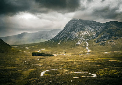 Scenic hiking path through highlands
