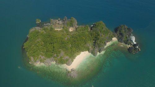 High angle view of island amidst sea