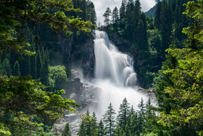 View of waterfall in forest